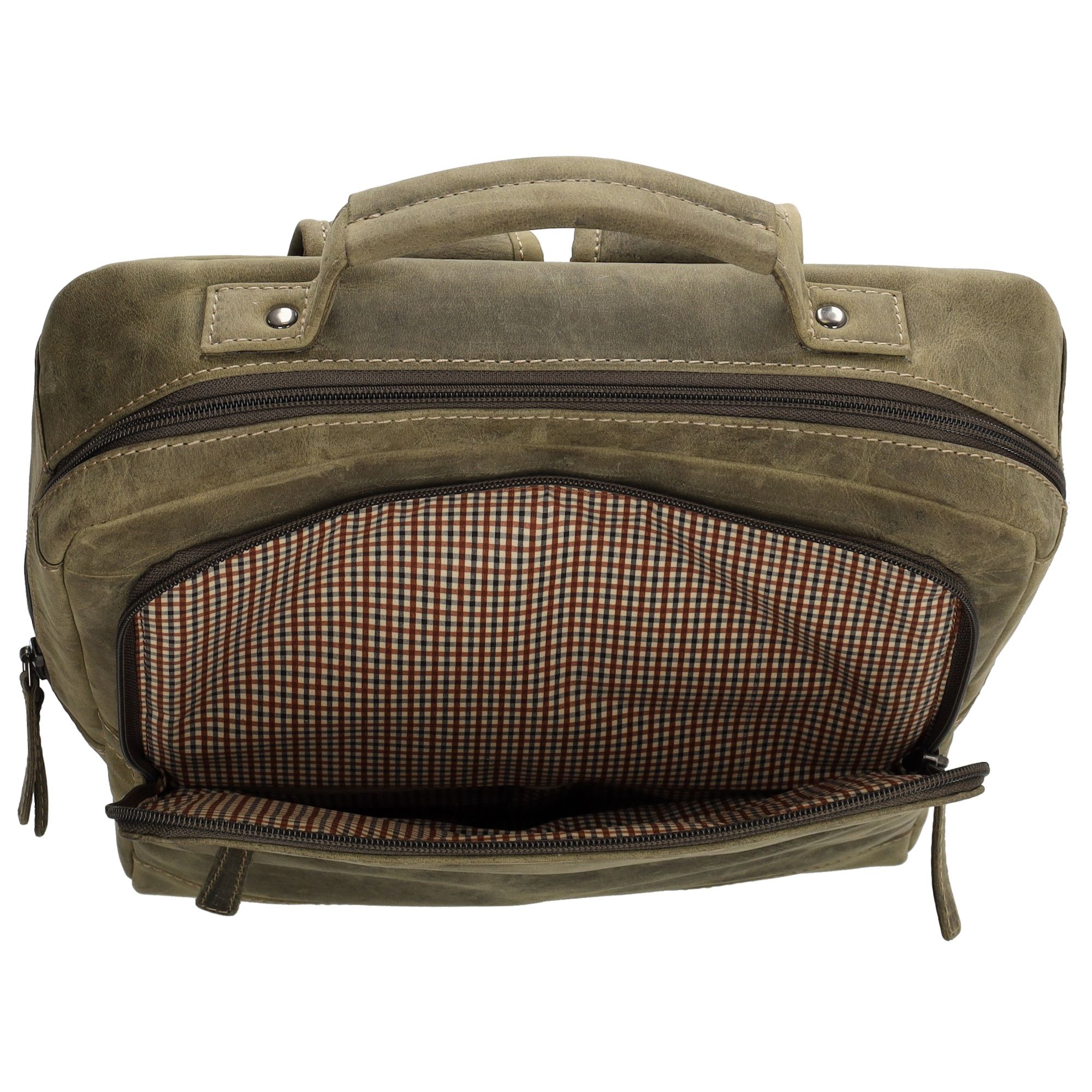 Hide & Stitches Idaho Rugzak Vierkant 15,6 inch Olijfgroen
