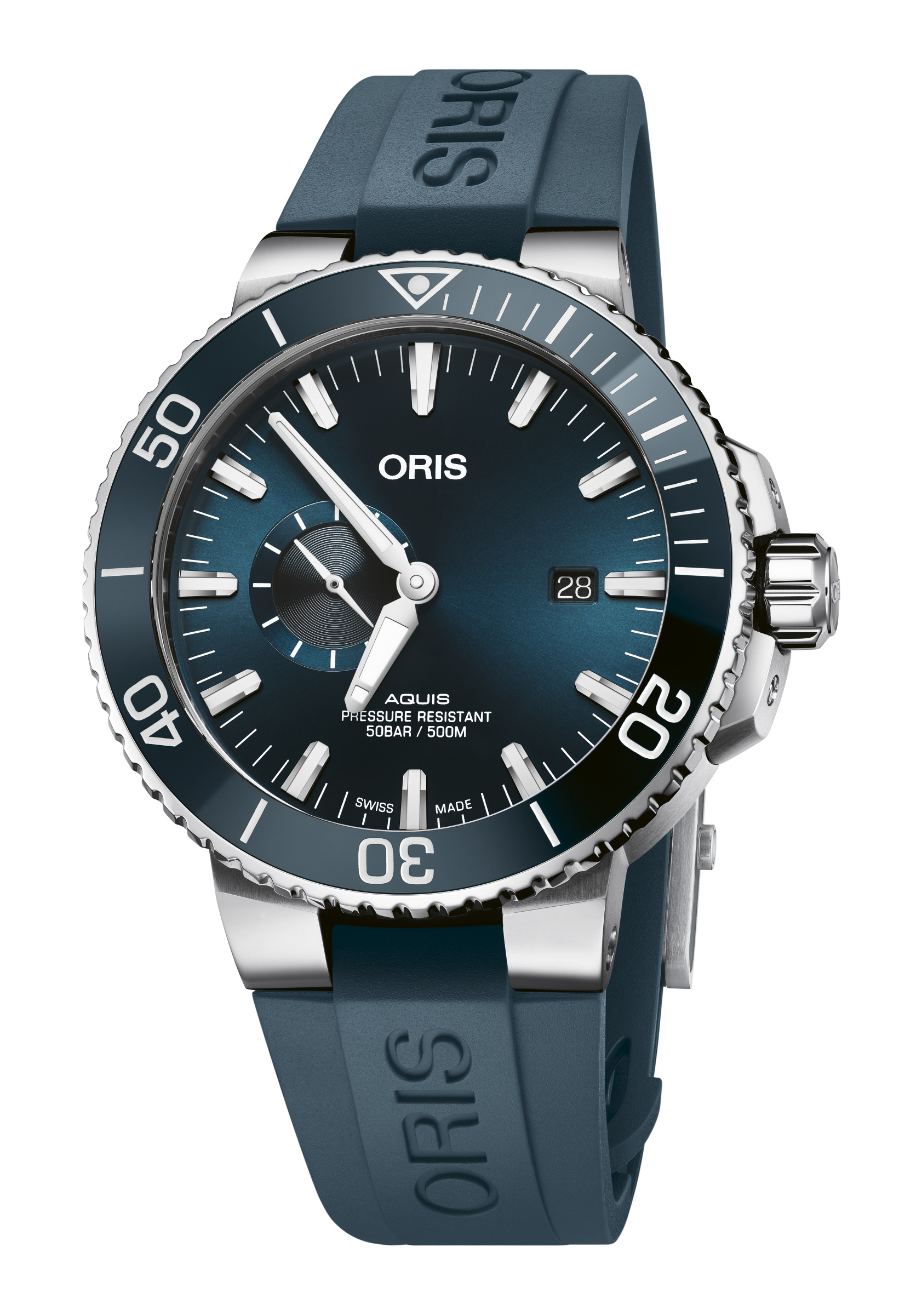 Oris Aquis Small Second Date Blau