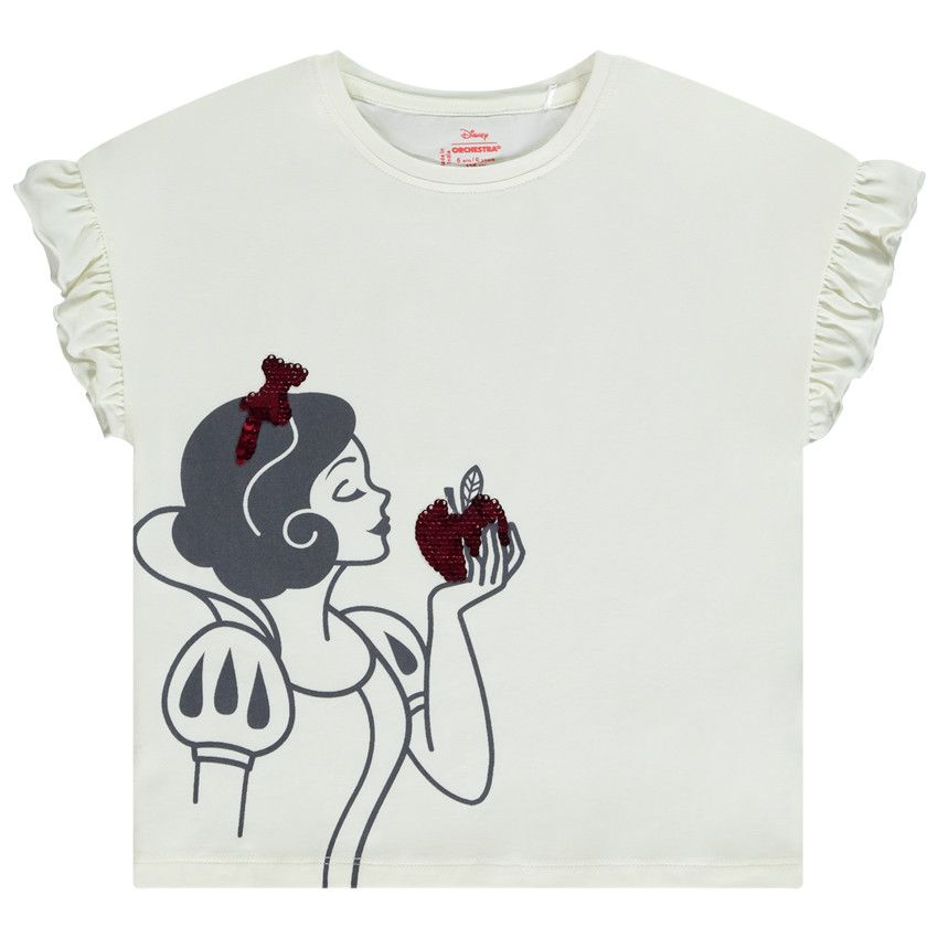 T-shirt manches courtes à sequins magiques Blanche-Neige Disney pour fille - Ecru