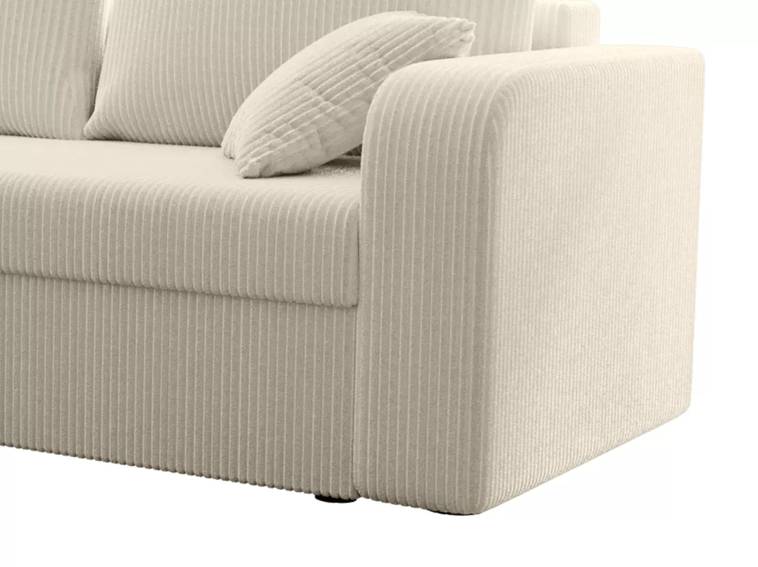 Canapé d'angle convertible et réversible en velours côtelé beige ONABIA