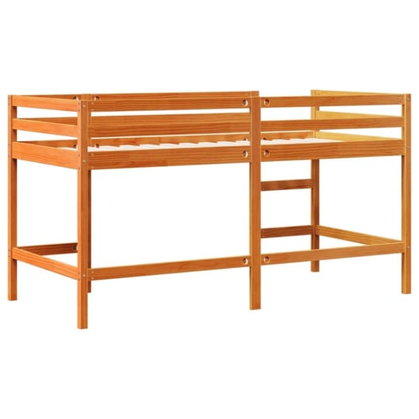 vidaXL Køyeseng for barn med stige voksbrun 80x200 cm heltre furu