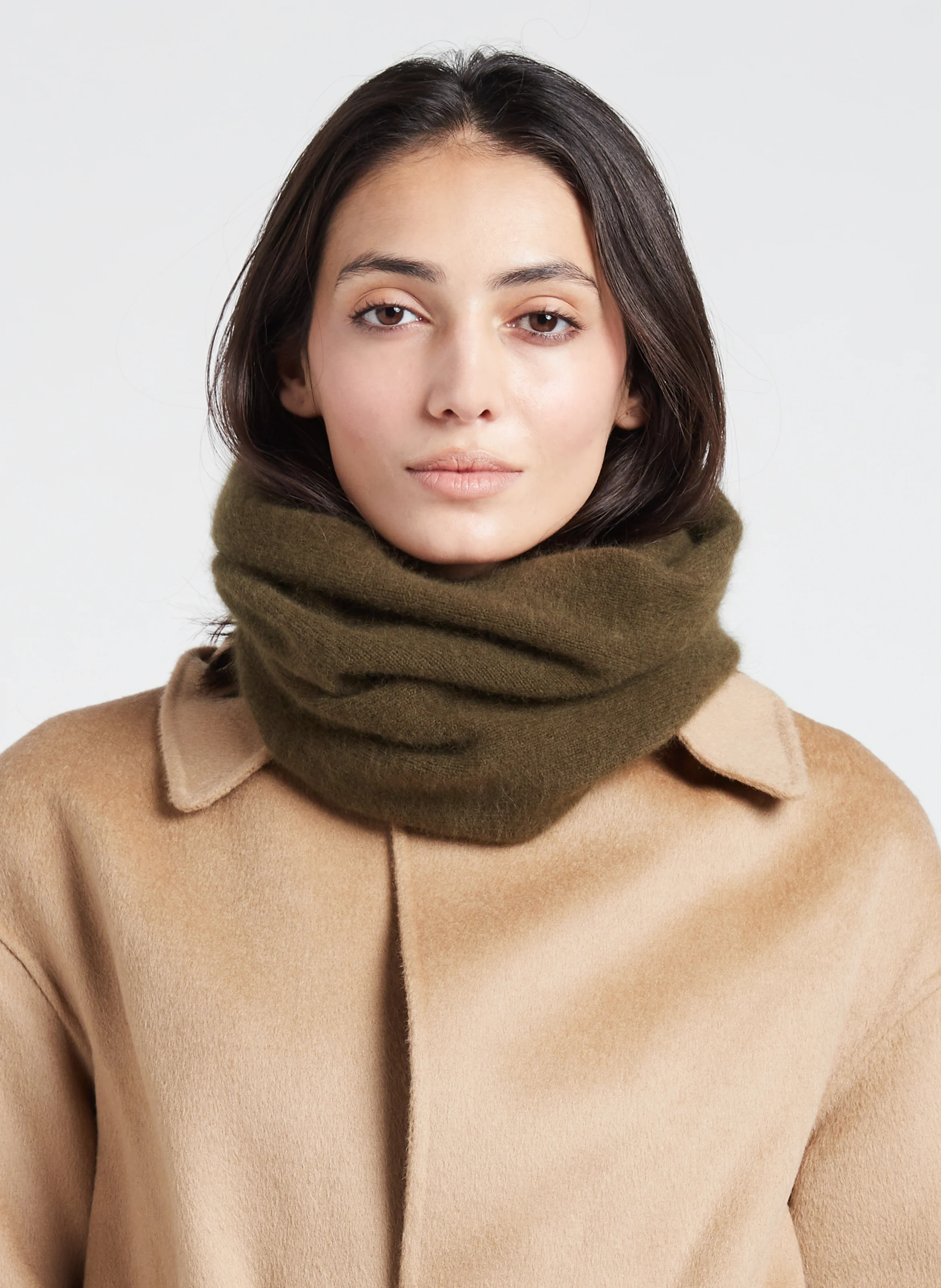 Echarpe snood en laine mélangée | Kaki
