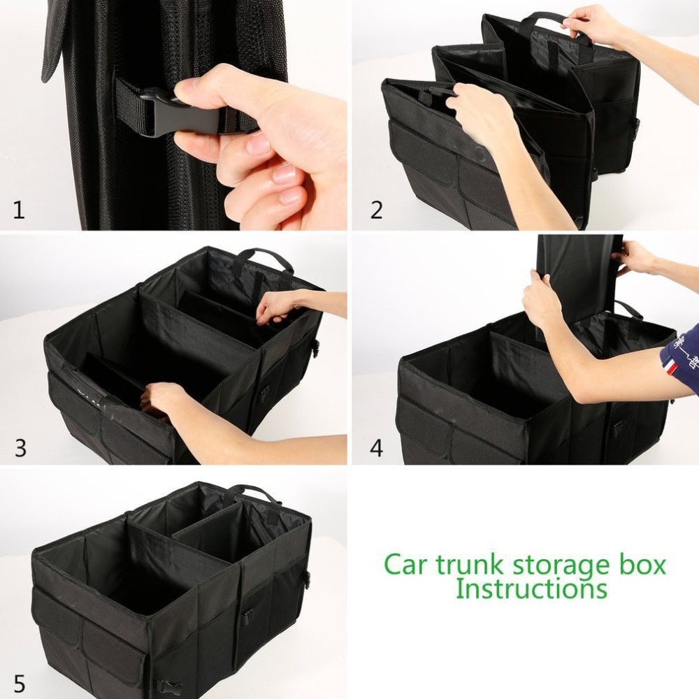 (56x40cm) Auto Kofferraumbox Organizer Tasche mit Tragegriffe - Schwarz
