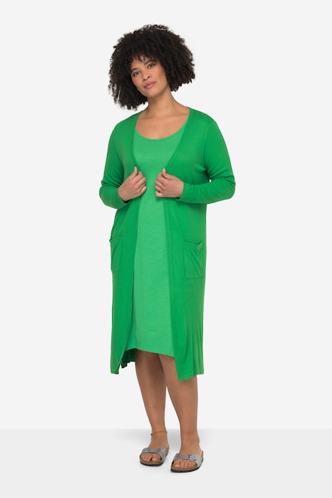 Long-Shirtjacke, gerade geschnitten, offene Jacke, Langarm
