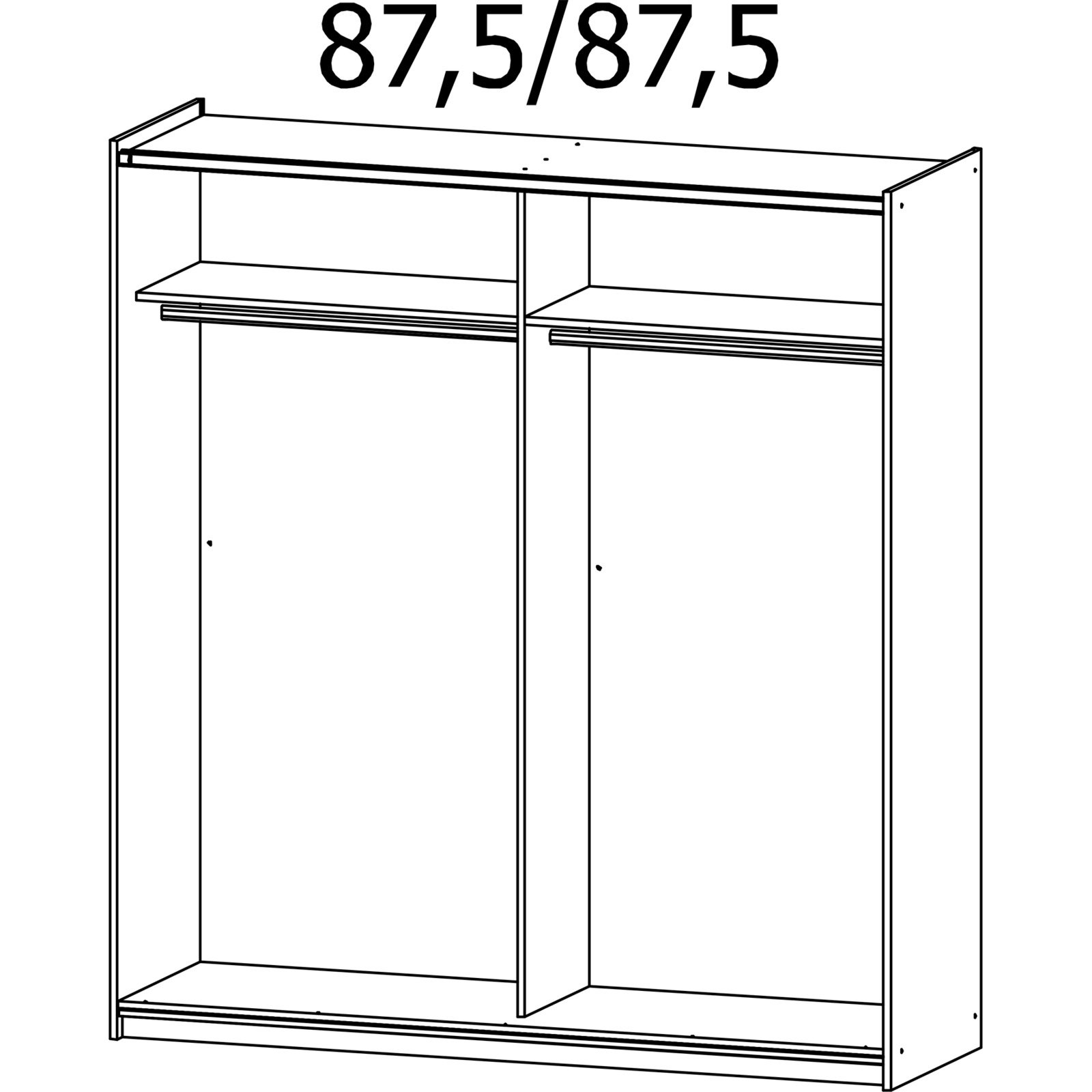 Schwebetürenschrank Saturn Dekor 175 x 191 x 59 cm weiss / grau