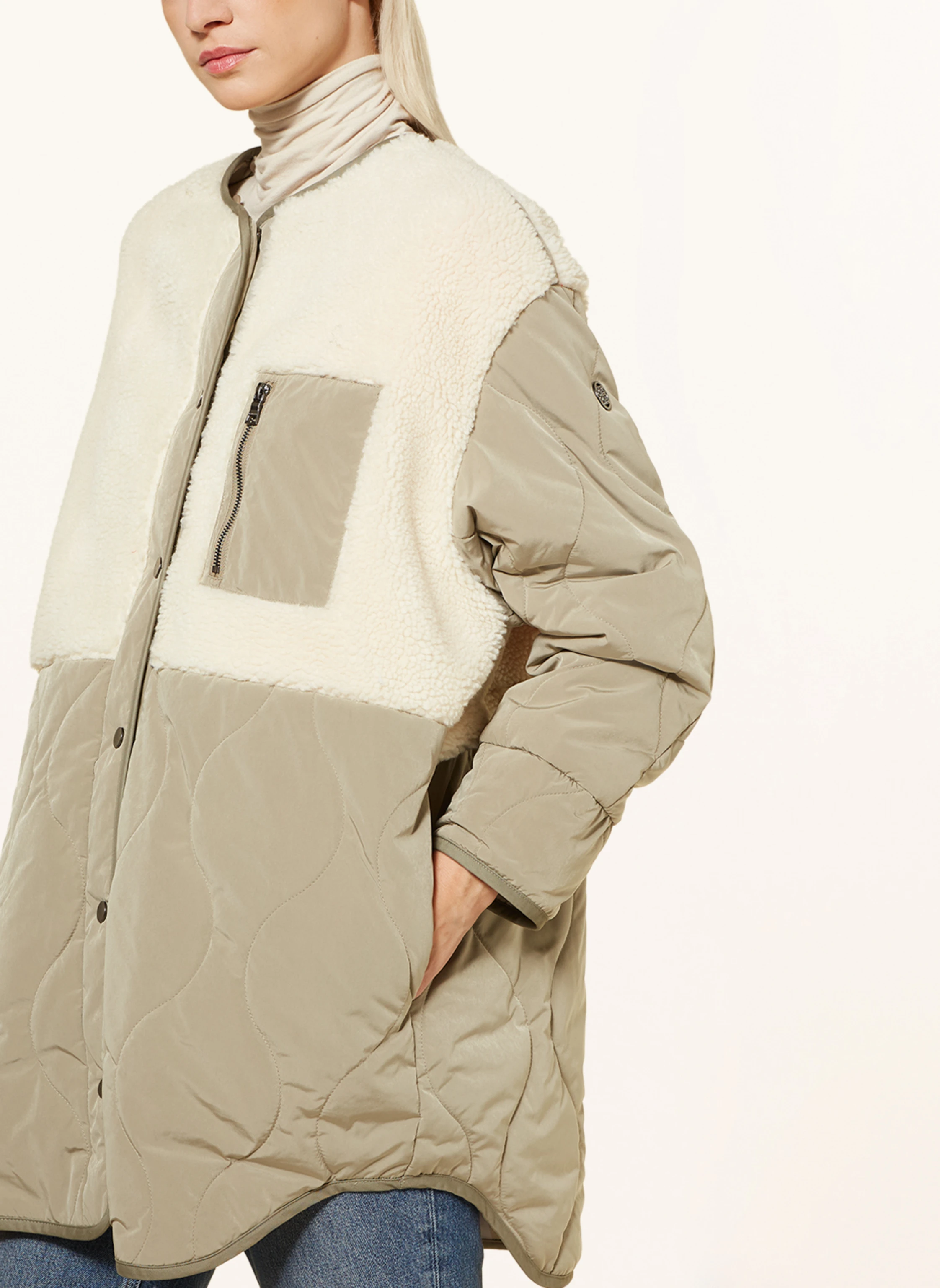 BLONDE No.8 Steppjacke mit abnehmbarer Kapuze und Teddyfell