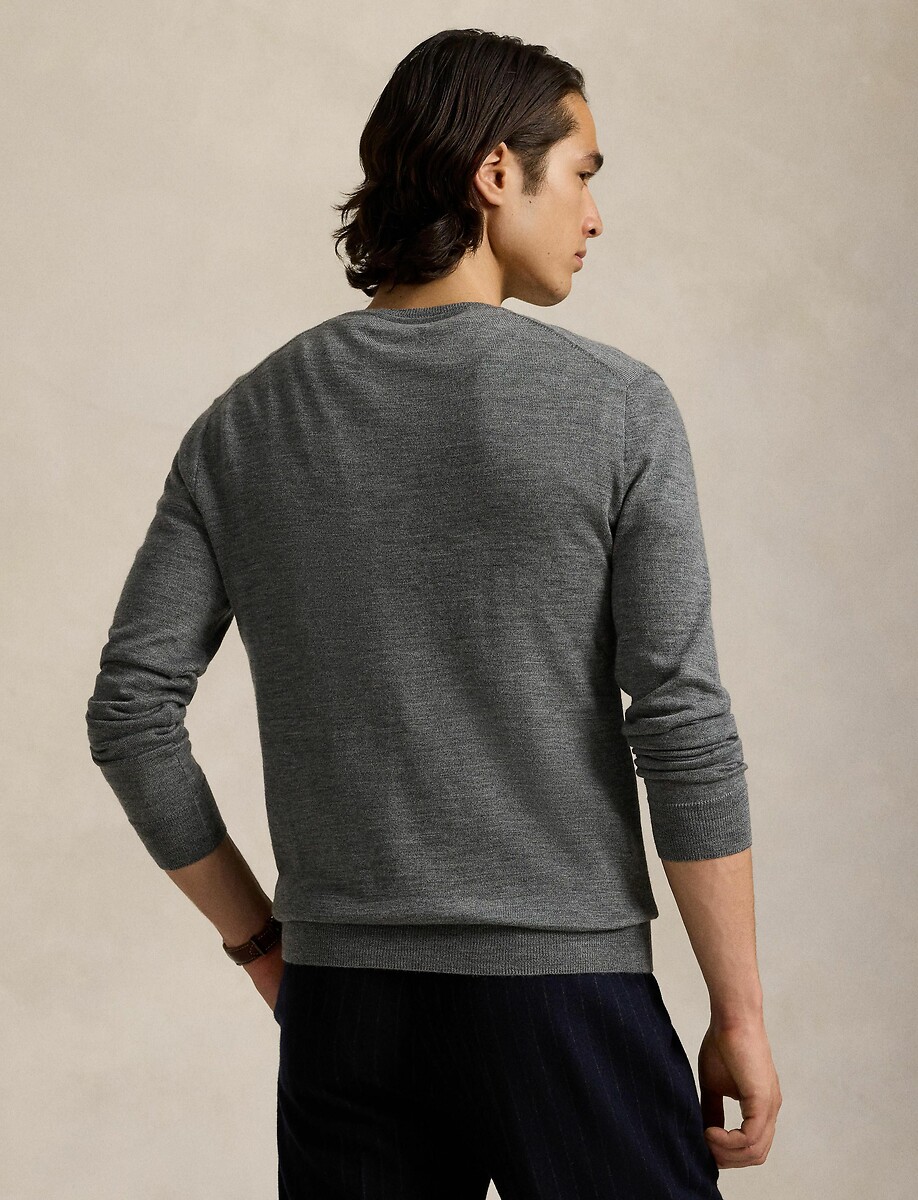 POLO RALPH LAUREN<br>Suéter com decote em V em lã merino