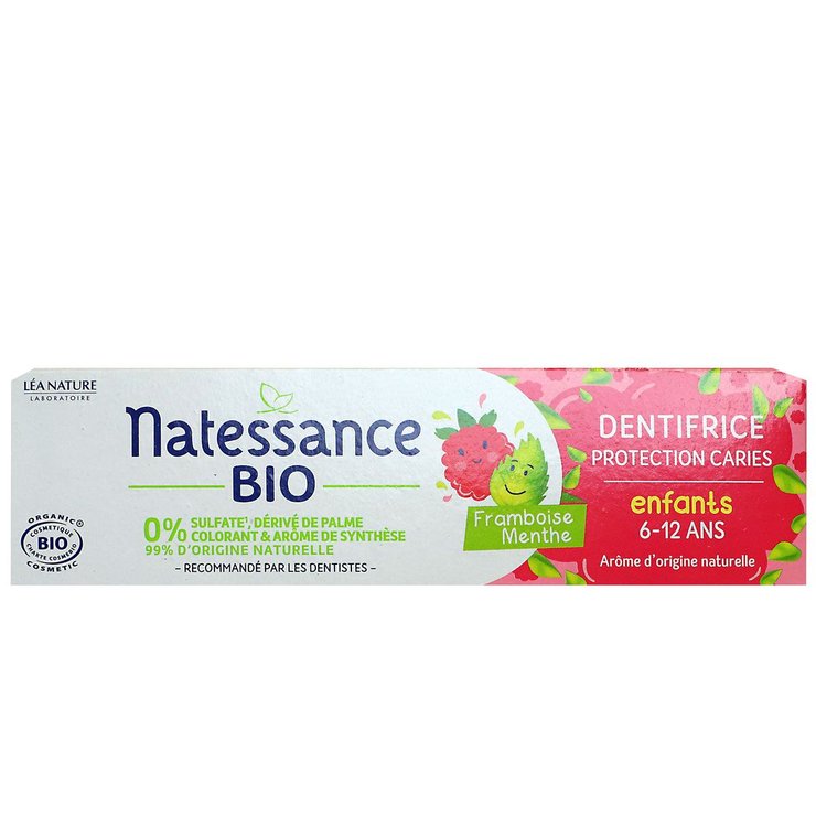 Dentifrice Protection caries enfants 6-12 ans bio framboise menthe 75ml