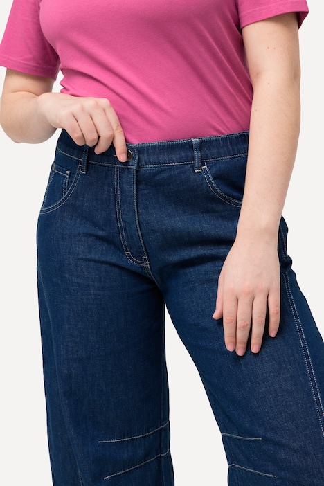 Jeans, weites Bein, Ziernaht, Elastikbund, Biobaumwolle