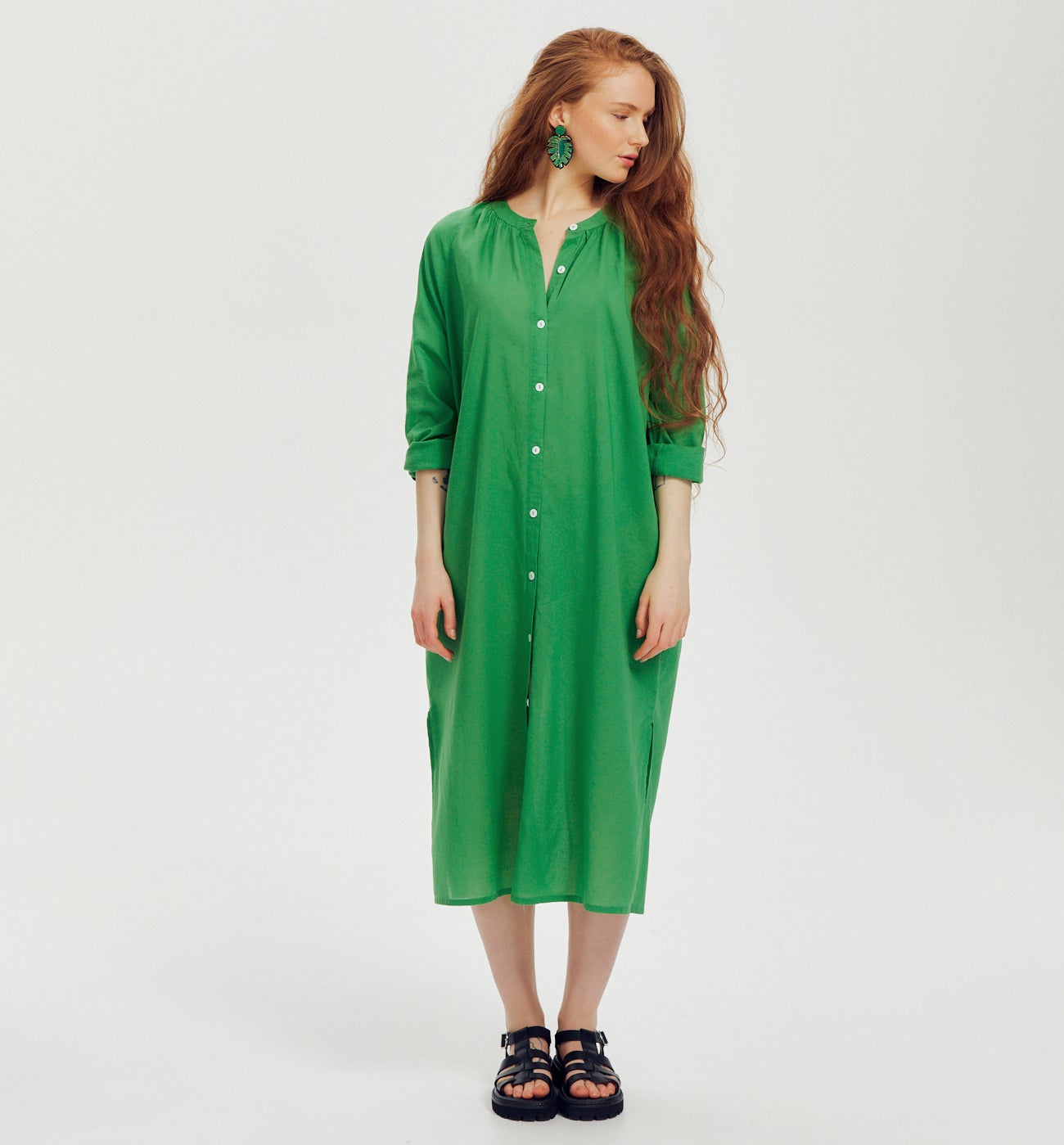Longue robe-tunique Femme - Vert