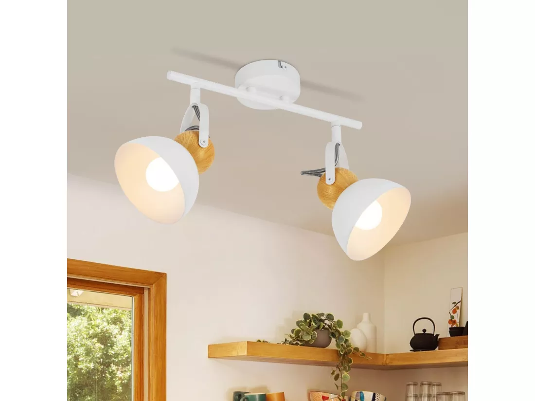 NETTLIFE Spot de plafond vintage noir E27 orientable 350° lampe de couloir rétro métal industriel orientable