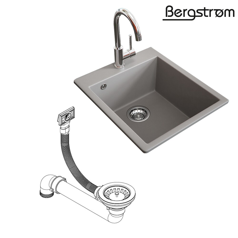 Granit Spüle Küchenspüle Einbauspüle Spülbecken Küche + Siphon Grau