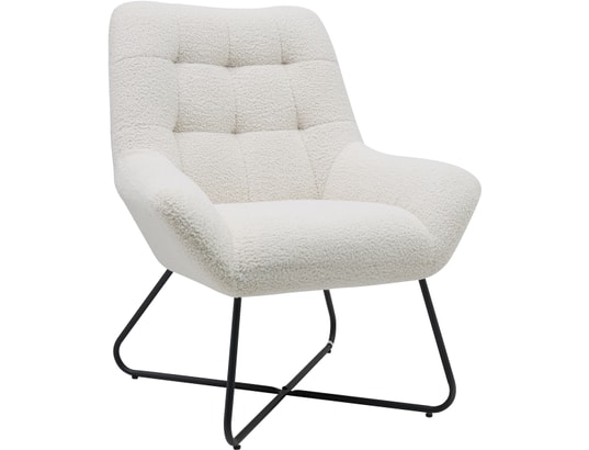 CONCEPT1 - Fauteuil Kami blanc effet laine bouclette