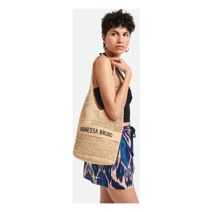 Vanessa Bruno Sac Hobo Logo Brodé Raphia | Sable
