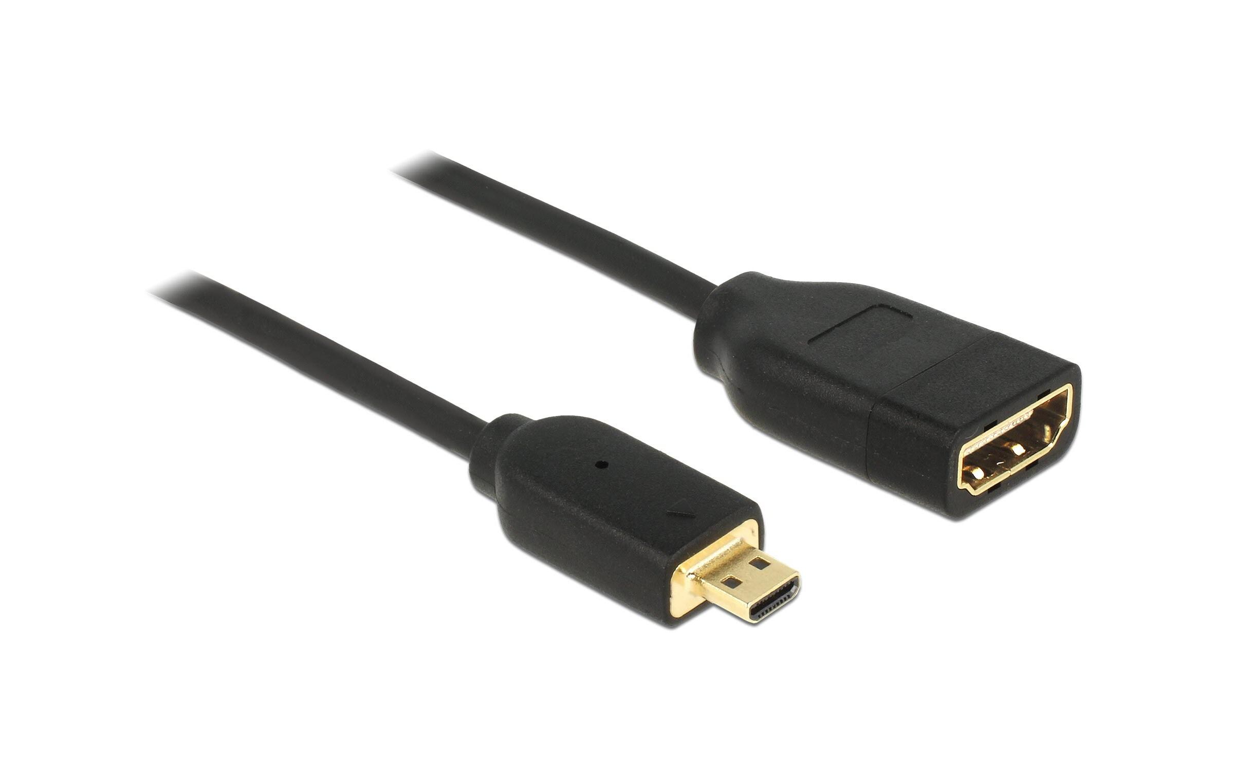 Kabel 4K 60Hz Micro-HDMI (HDMI-D) - HDMI, 0.2 mDelock Kabel High Speed HDMI mit Ethernet – HDMI Micro-D Stecker > HDMI-A Buchse 3D 4K 20 cm