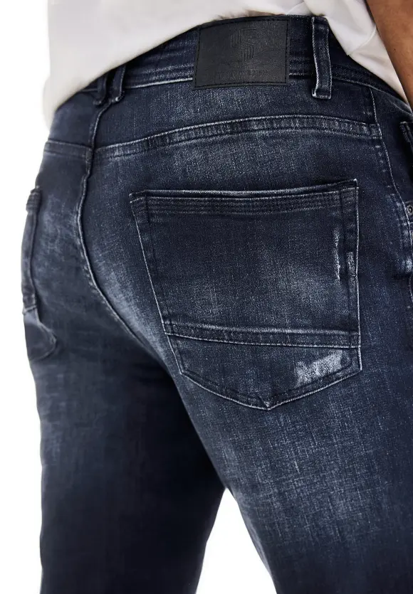 Slim Fit Jeans - dark blue random wash