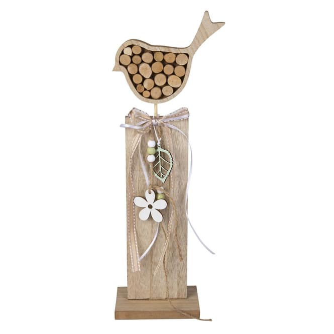Säule - Vogel mit Blumen - ca. 11 x 7 x 38,5 cm