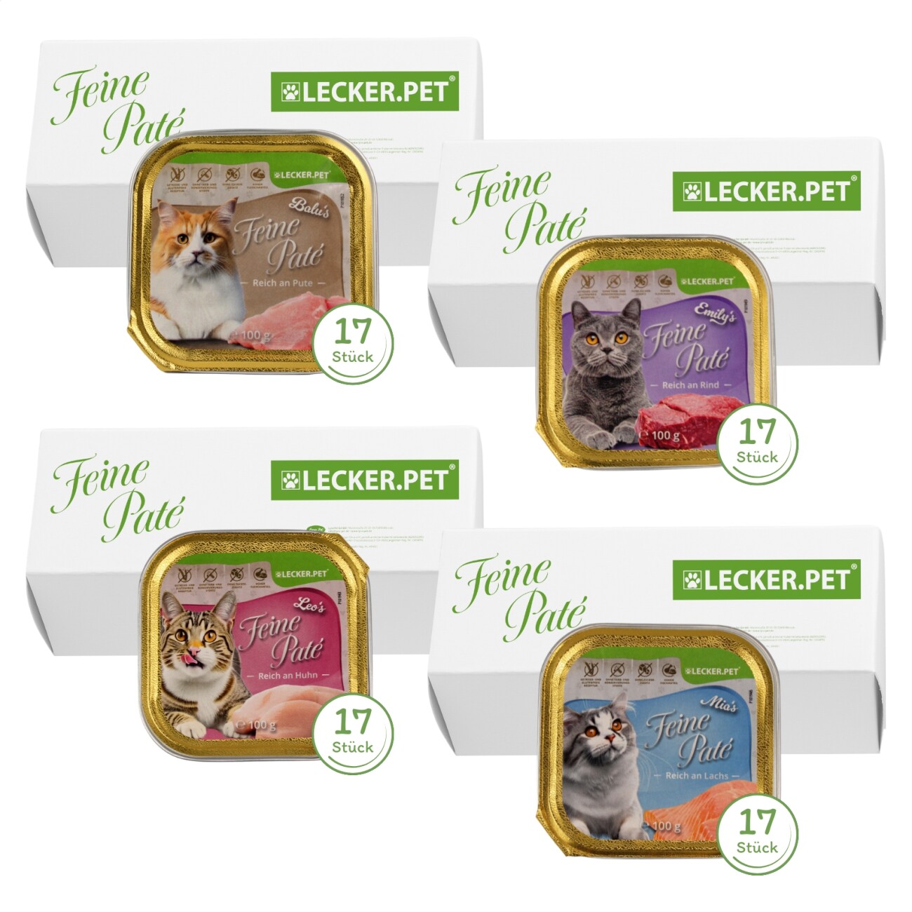 Lyra Pet Lecker.Pet Balu's, Emily's, Leo's & Mia's Feine Paté Katzenfutter Nassfutter Mix
