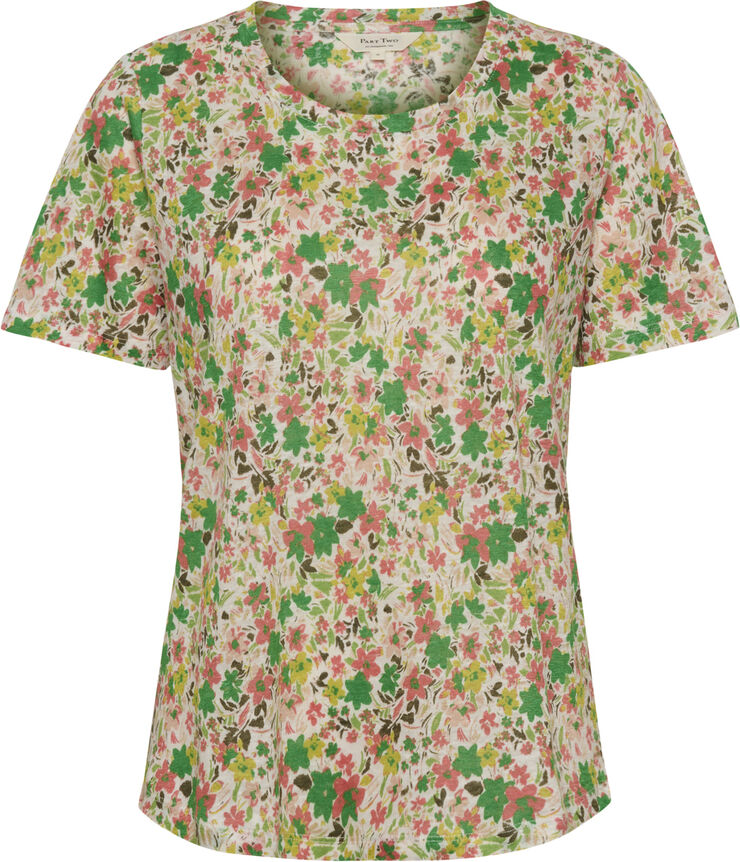 Part Two NemiasPW TS - 100% Hør Green flower print