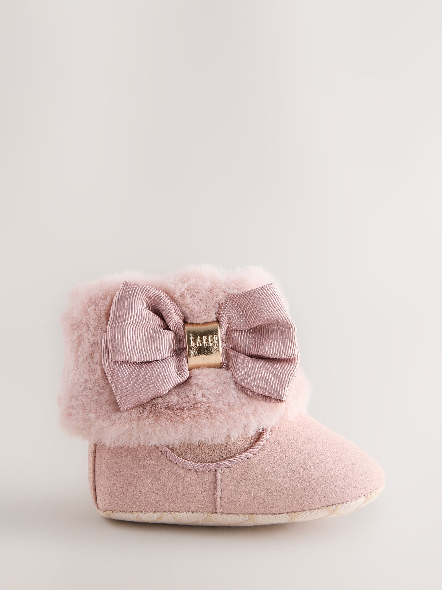 Roze - Baker by Ted Baker gewatteerde laarsjes met imitatiebont voor babymeisjes