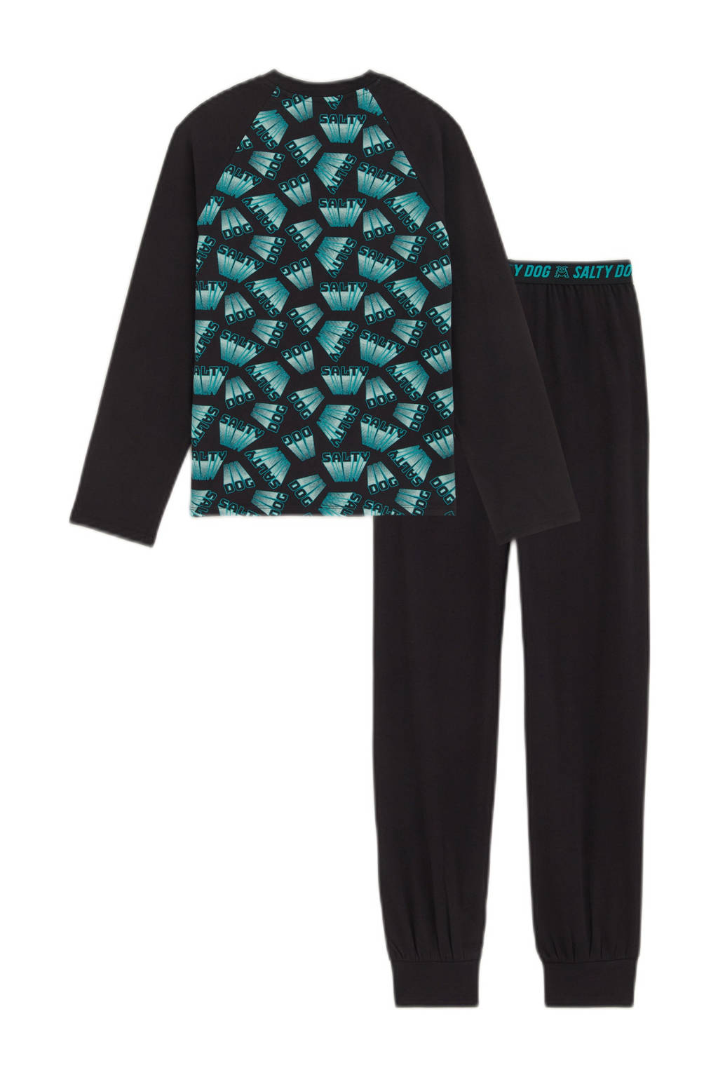 WE Fashion pyjamaset zwart/blauw