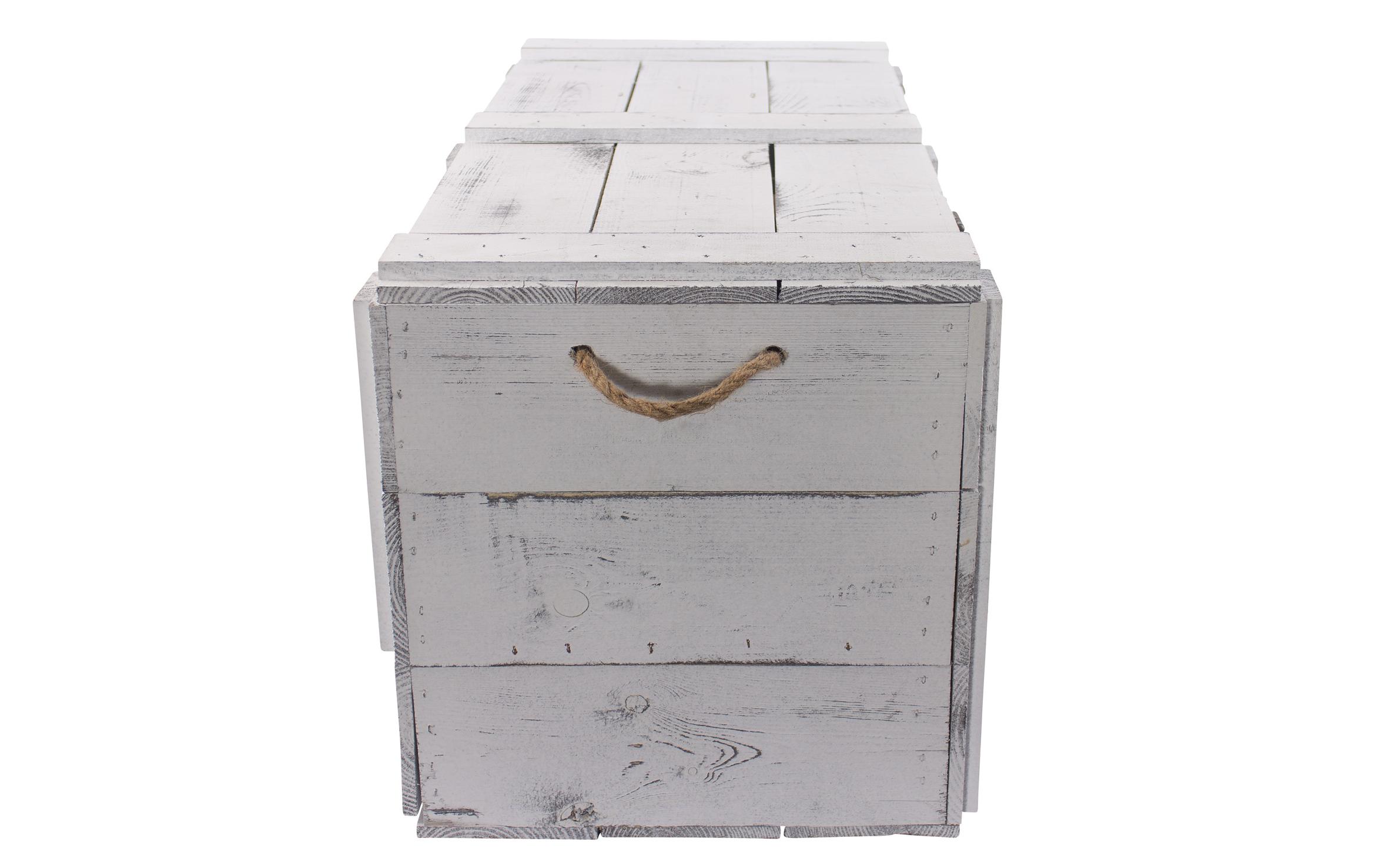 Truhe Vintage Shabby Weiss, 85 x 40 cm<br>Holztruhe mit 2 Schubladen