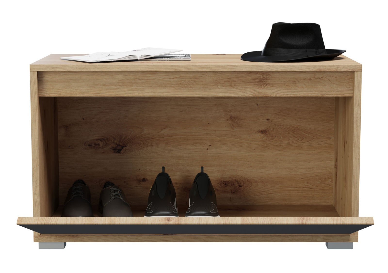 Sitzbank Torino 76x44x35 cm Eiche/ grau NB