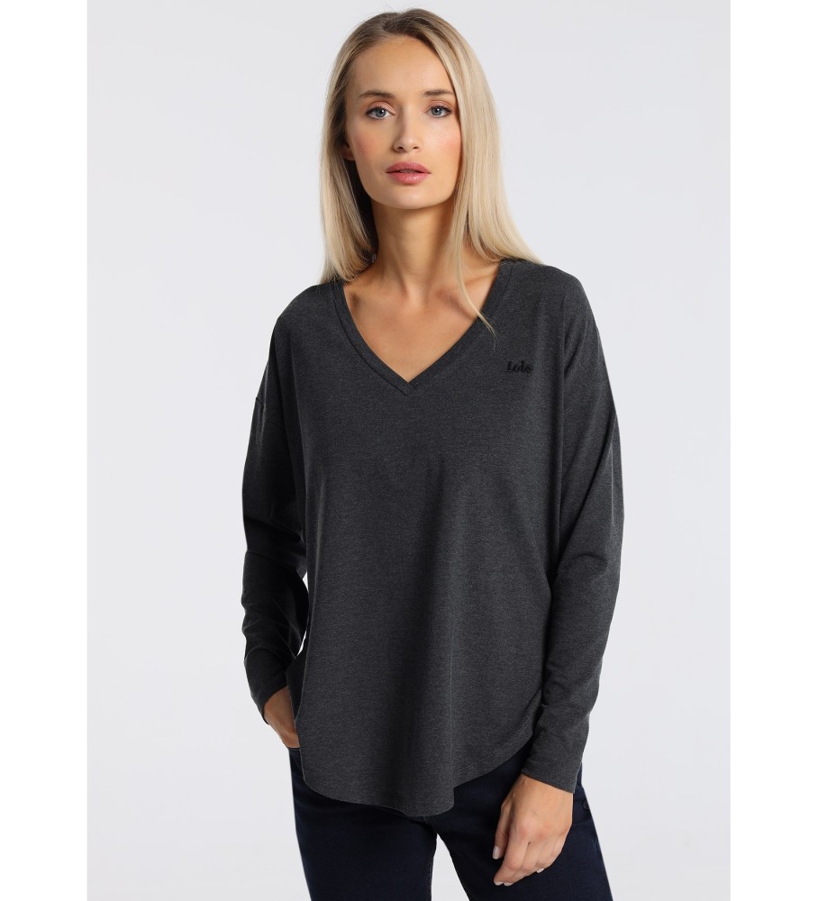 Camiseta de manga comprida Lois 132129 Preta