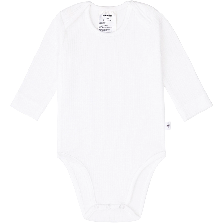 LÄSSIG Baby Body langarm gerippt milky weiß