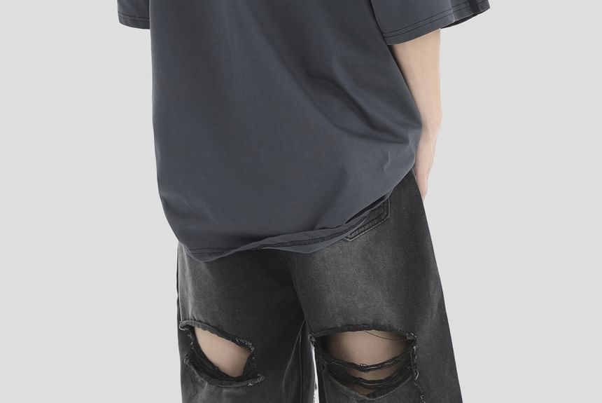 INStudio - Middelhoge denim shorts met distressed effect