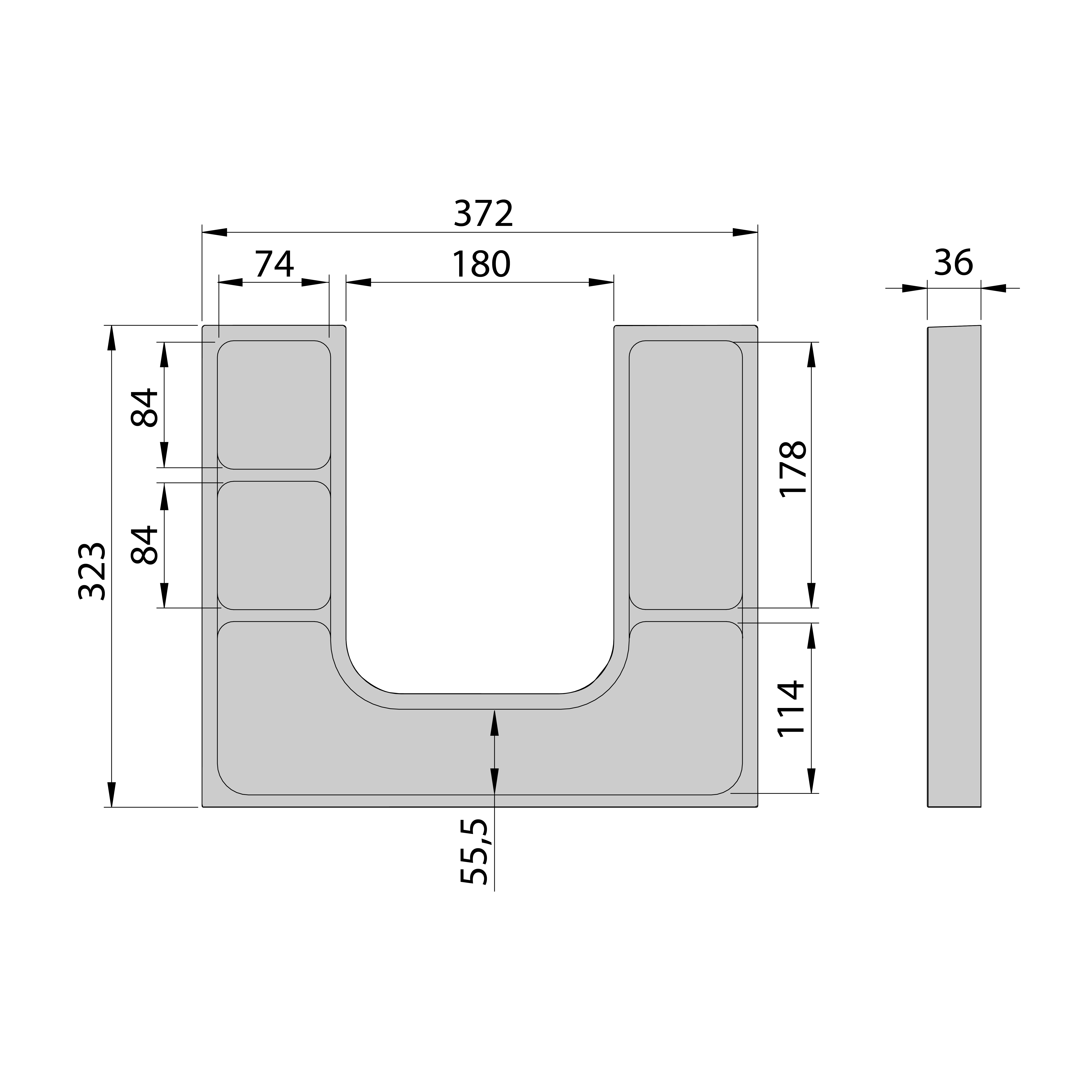 Sapho Lindo U-organizer om uitsparing 37x32cm antraciet