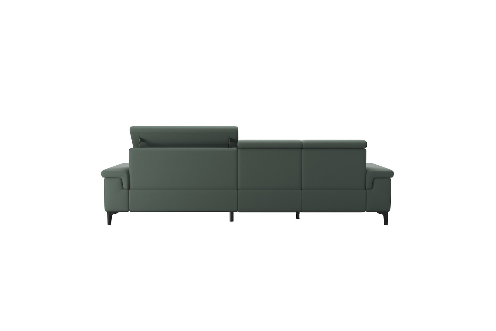 Anna 2-seter (PM) med LS (L) Hud Paloma Sage Green med A2 arm og polerte organiske sort alu ben, 14 cm. (Power-Manual)