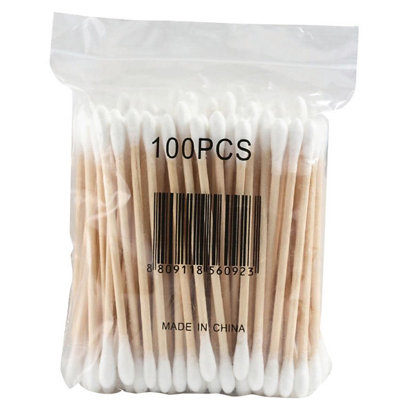 Coton-tiges en bois, sachet de 100 bâtonnets