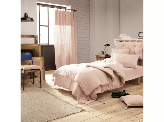 OUREA - Couvre-pied 150x150cm Capitonné Gaze de Coton Guimauve