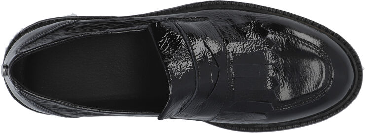 Cashott CASBETTY Loafer w. Fringes Patent Leather Black