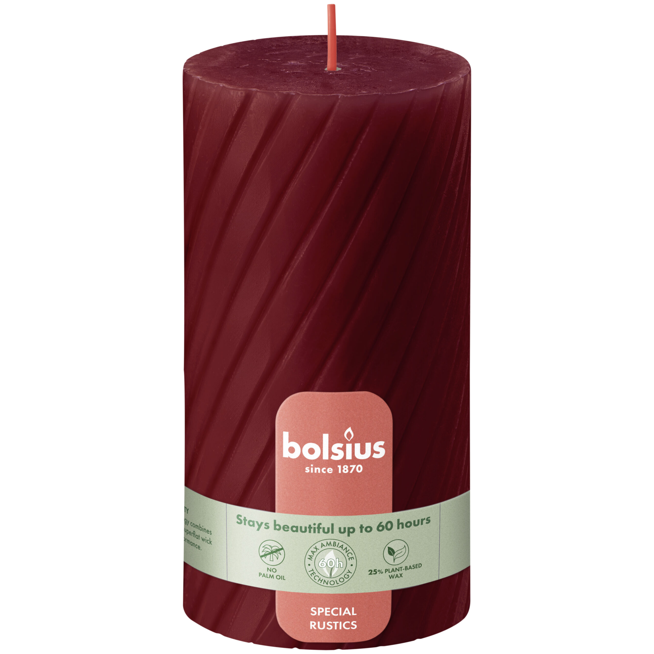 Bolsius Rustiek twist stompkaars 130/68 Red (1 stuk)