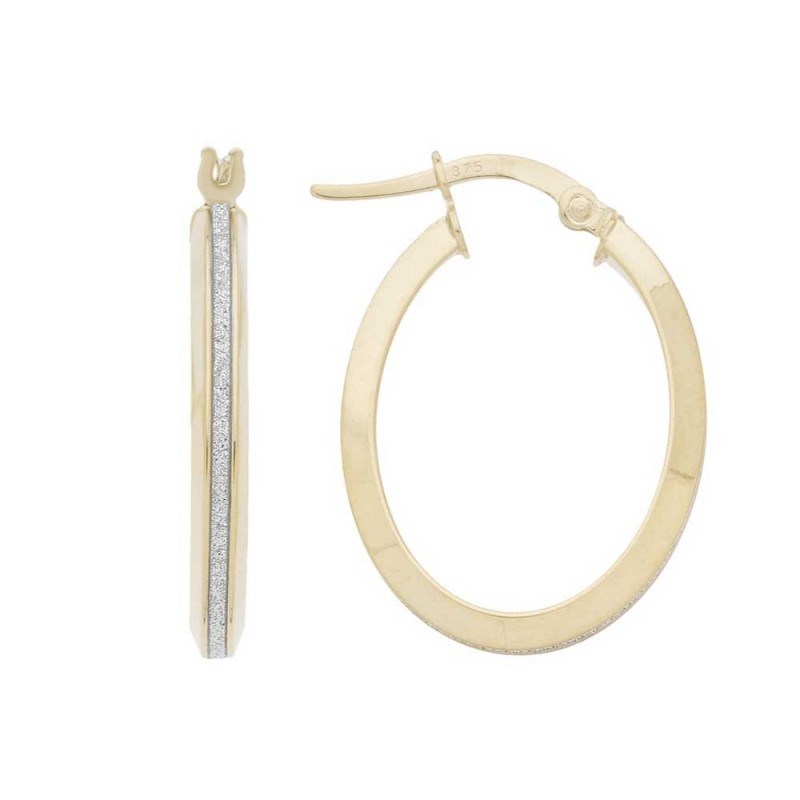 Boucles d'Oreilles Créoles Or  Jaune - Pailletées