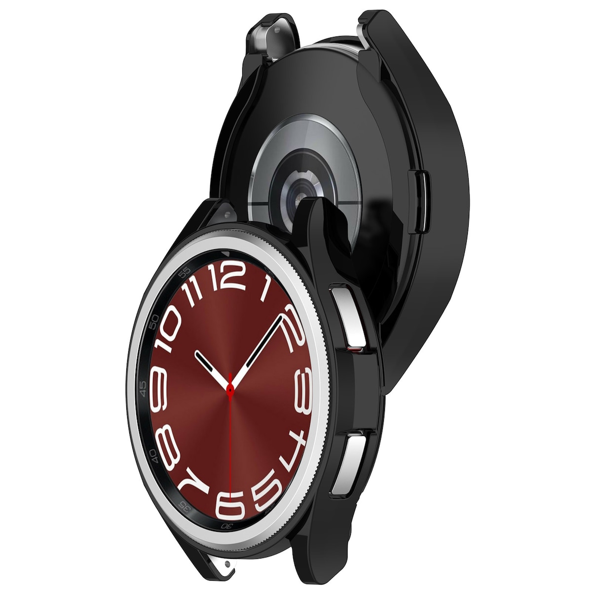 TPU Openwork Halv-Deksel Beskyttelsesveske til Samsung Galaxy Watch 6 Classic Sort 47mm/4.9 x 4.9 cm