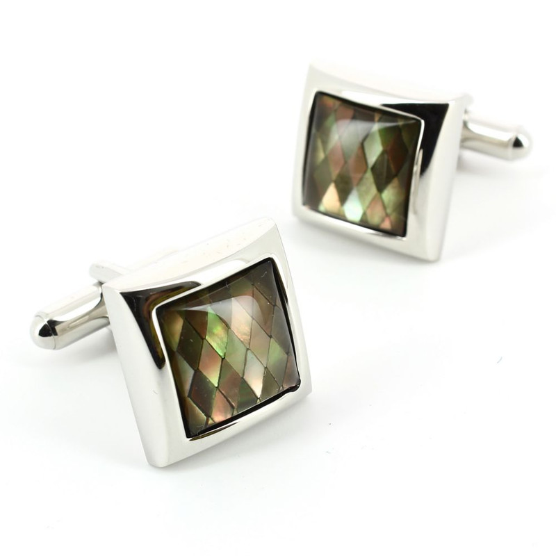 Boutons de manchette, Chequer gris nacre