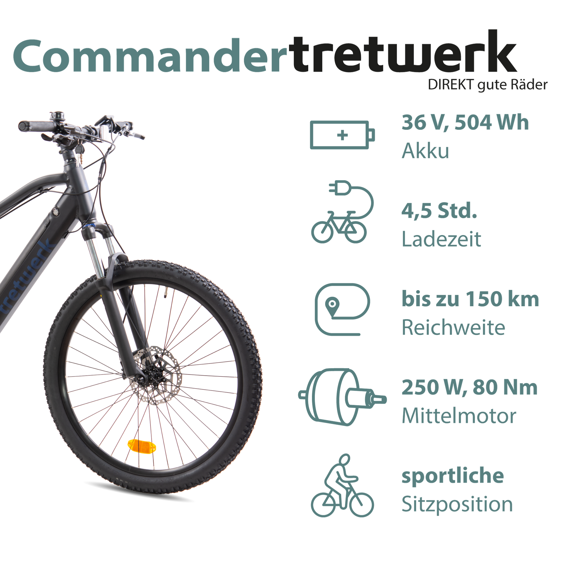 Tretwerk CommanderE Bike Mountainbike 27,5 Zoll Pedelec 9 Gang