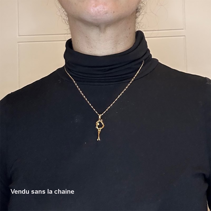 Pendentif biellman patineuse artistique à roulettes - Plaqué or