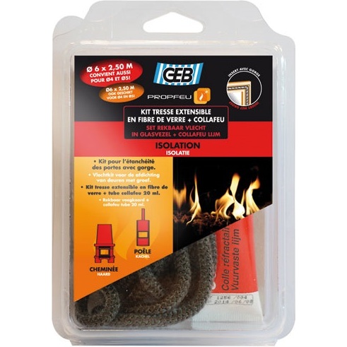Tresse fibre verre extensible kit Ø 6 mm x 2.50 m tube collafeu