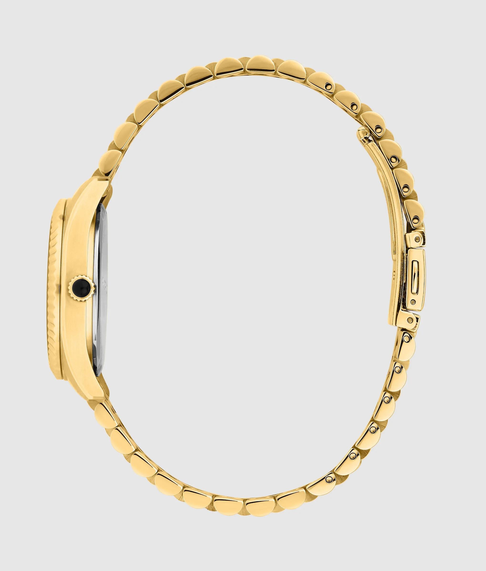 Set van een rond logo horloge en een armband met hartbedel