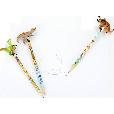 Dino World blyant med dino top - assorteret
