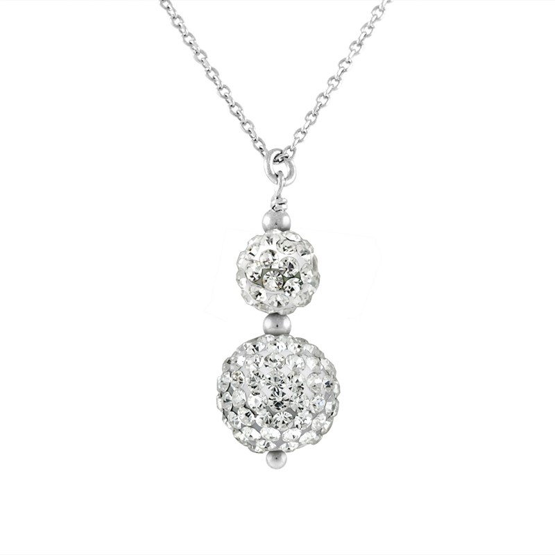 Collier DUO - Cristal blanc - Argent 925