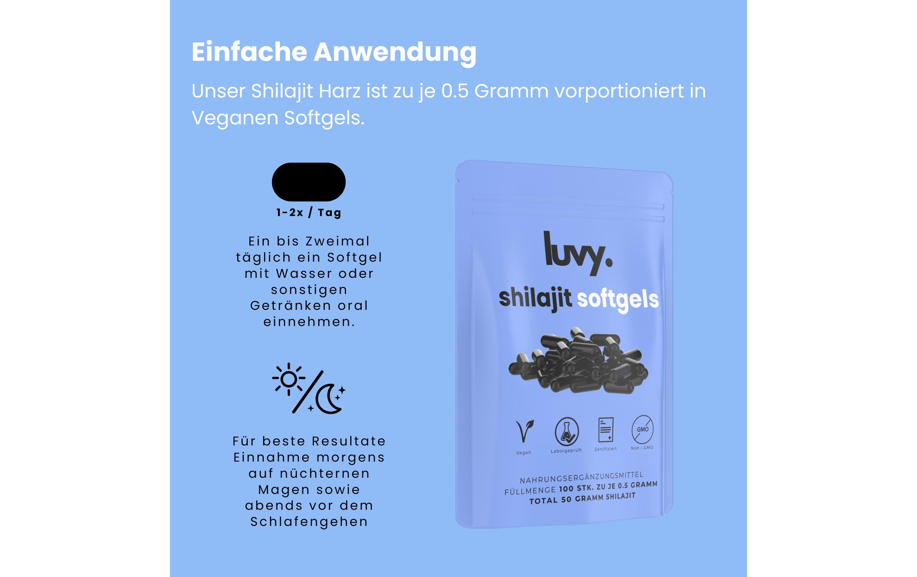 Shilajit-Softgels 100 Stück100% reines Shilajit in veganen Softgels