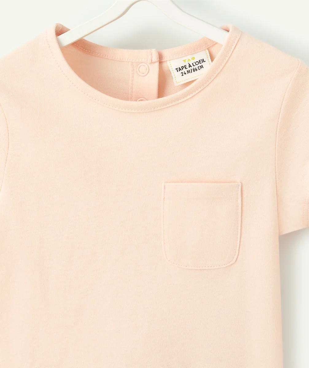 T-SHIRT BÉBÉ FILLE EN COTON BIO ROSE PÂLE