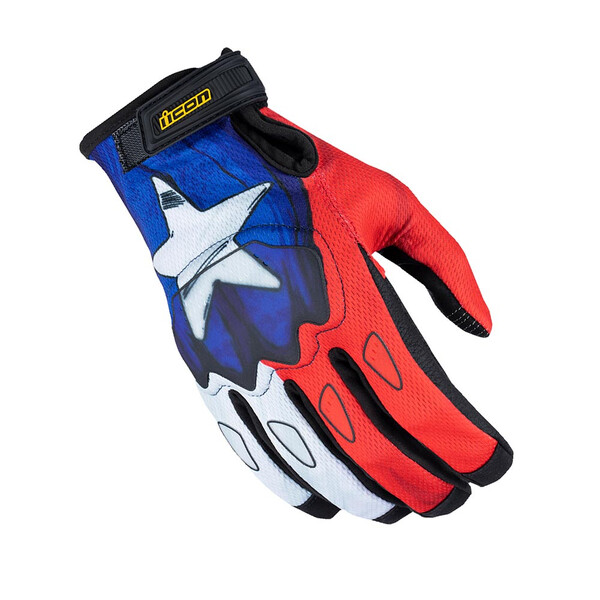 Icon - Gants Hooligan CE Tejas Libre™ Bleu / Rouge / Blanc