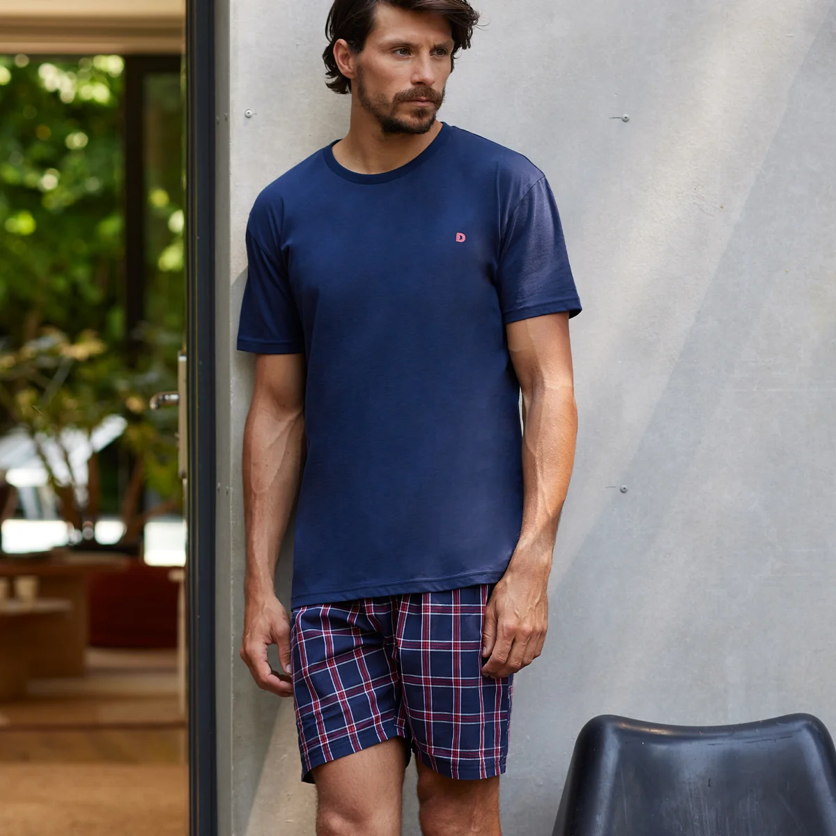 Pyjama homme HOME bleu foncé/carreaux