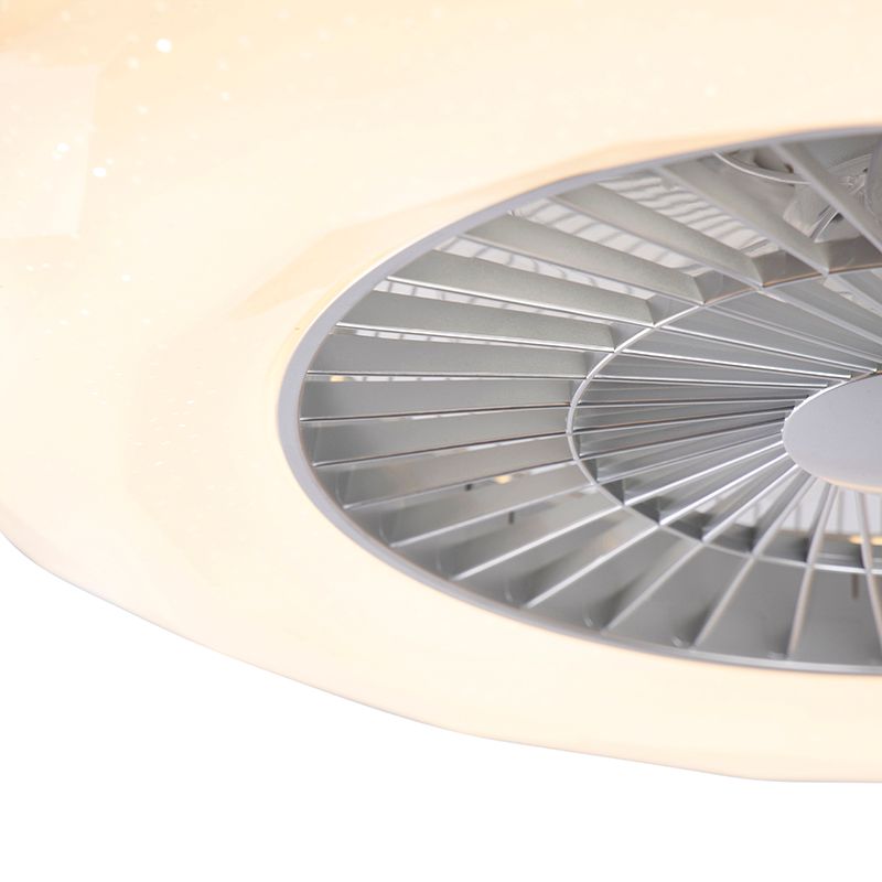 Plafondventilator zilver met ster effect 59cm incl. LED dimbaar met afstandsbediening - Clima